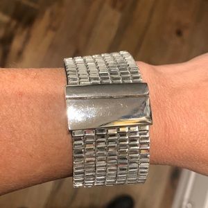Silver Crystal cuff bracelet W/ magnetic closure